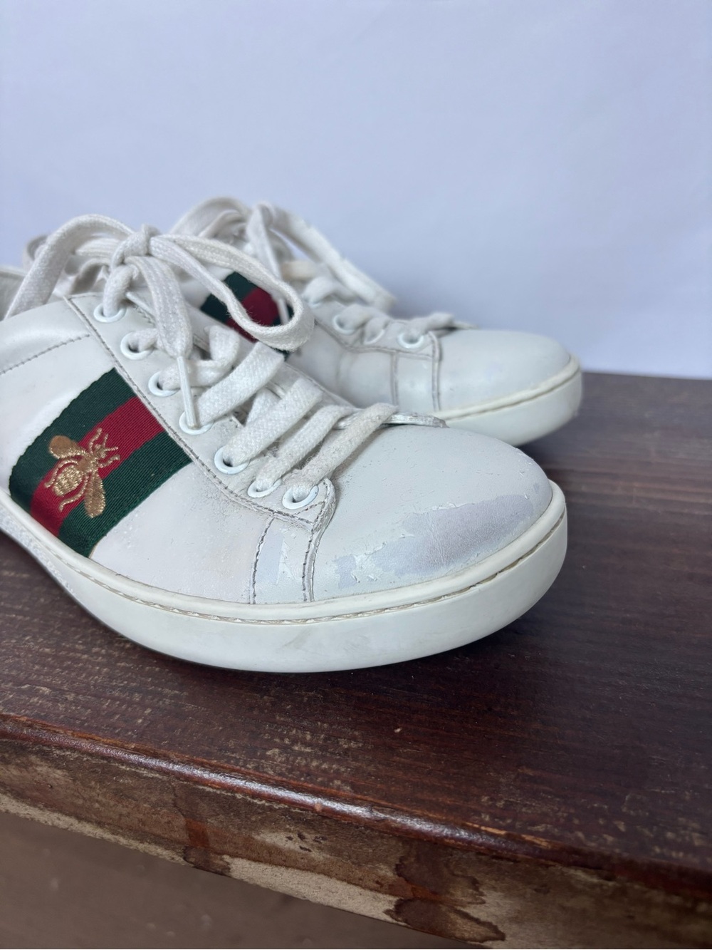Gucci Ace Embroidered Leather Sneakers - Picture 6 of 7